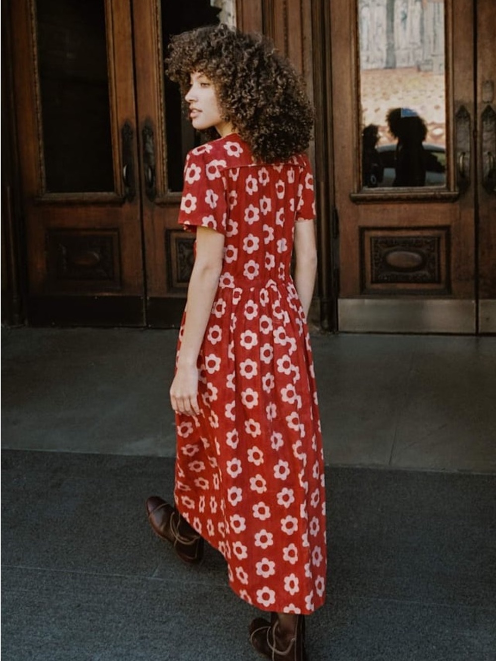 Christy Dawn Crimson Daisy Print Floral Wrap Dress - Picture 9 of 9